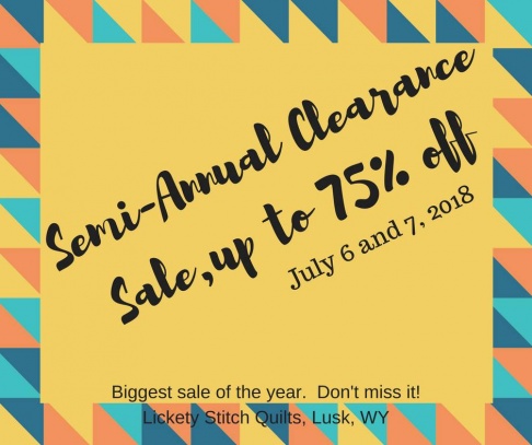 Lickety Stitch Quilts Semi-Annual Clearance Sale